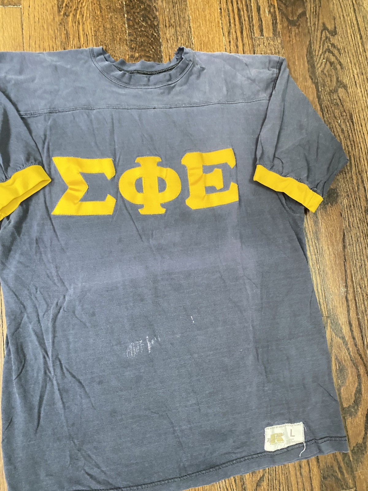 Vintage 50s 60s Russell Jersey T Shirt Blue Sigma Phi Epsilon Mens Sz L 