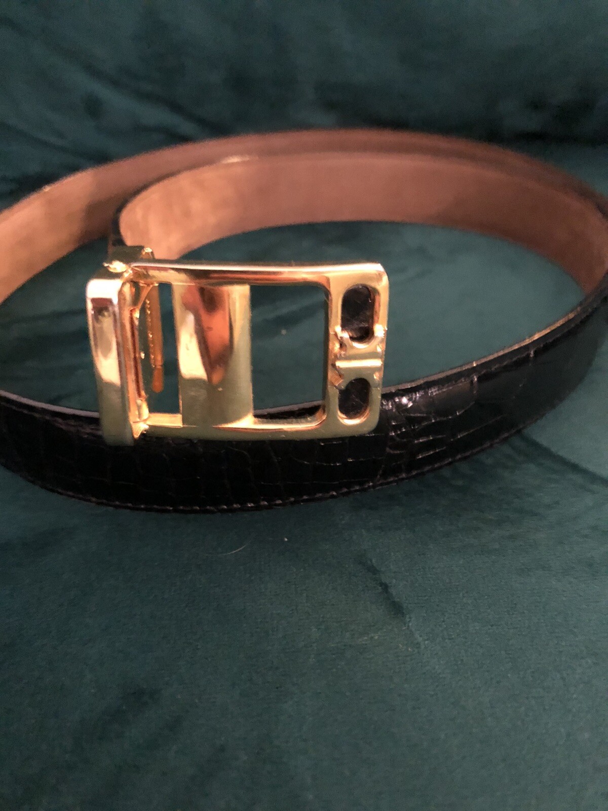 Kwanpen Genuine Crocodile Black Women\'s Belt. Sz 34/85, US S.$620.Mint.Rare