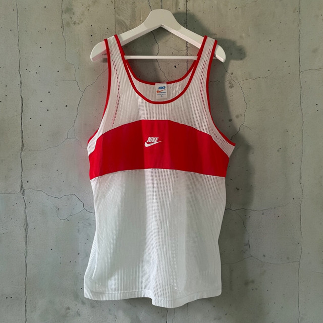 Vtg 1980s NIKE Sportswear Mesh Tank Top Made in UK Blue Tag Rare Excellent