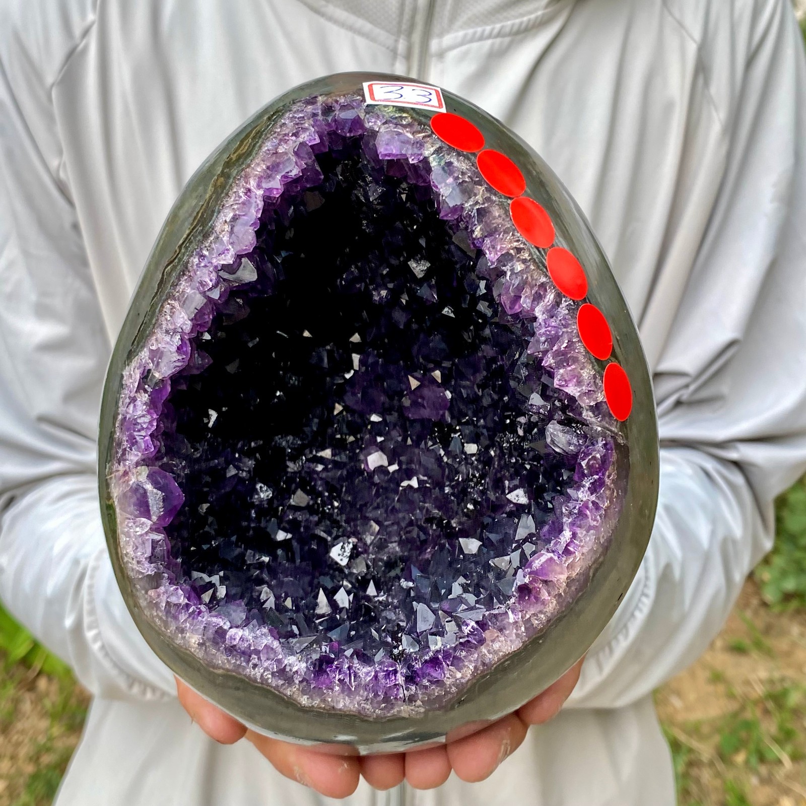 8.35LB Large Natural Amethyst geode quartz cluster crystal Egg specimen Healing