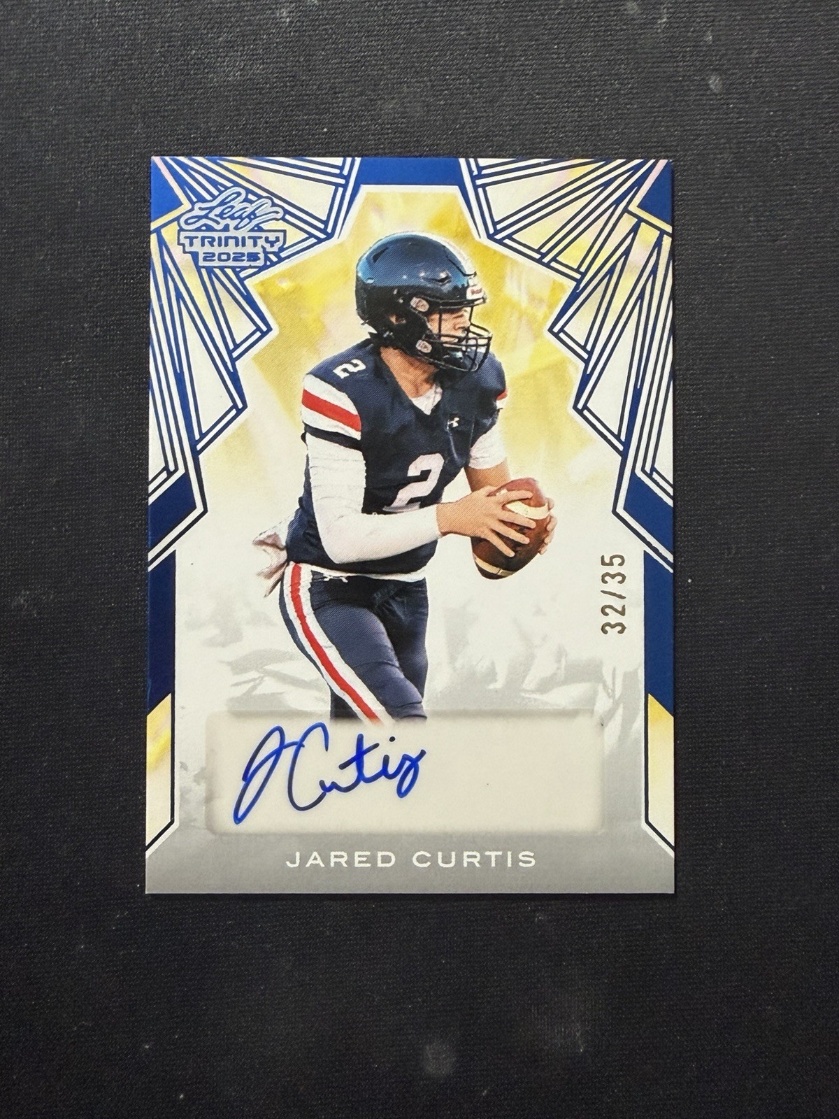 2025 Left Trinity Jared Curtis #BA-JC2 Base Autograph Blue /35 AUTO RC 2025 Left Trinity Jared Curtis #BA-JC2 Base Autograph Blue /35 AUTO RC