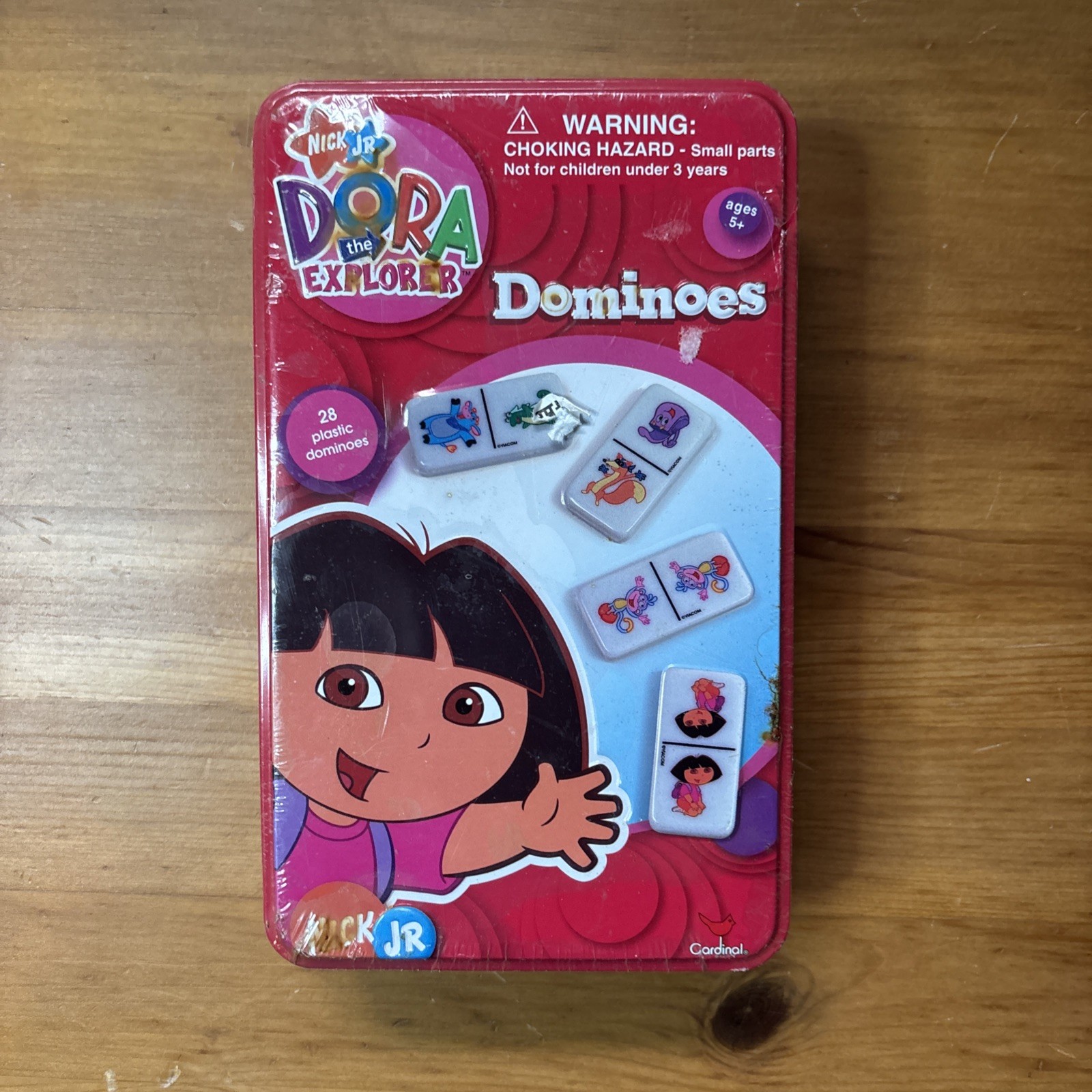 Vintage 2005 Dora The Explorer 28 Plastic Dominoes Game In Collectible Tin Box Vintage 2005 Dora The Explorer 28 Plastic Dominoes Game In Collectible Tin Box