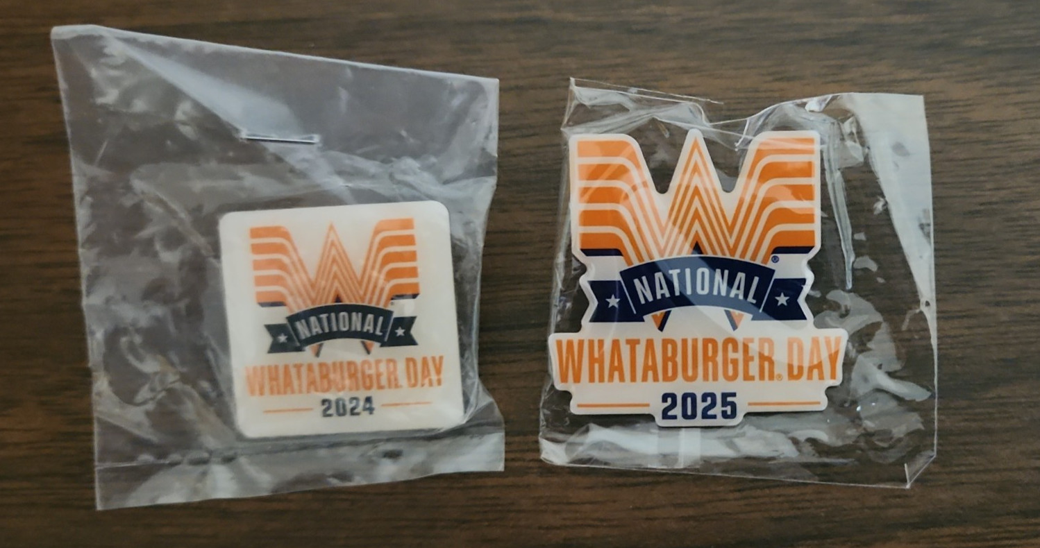 WHATABURGER 2024 & 2025 National Whataburger Day Promo Enamel Pin Set (NEW)