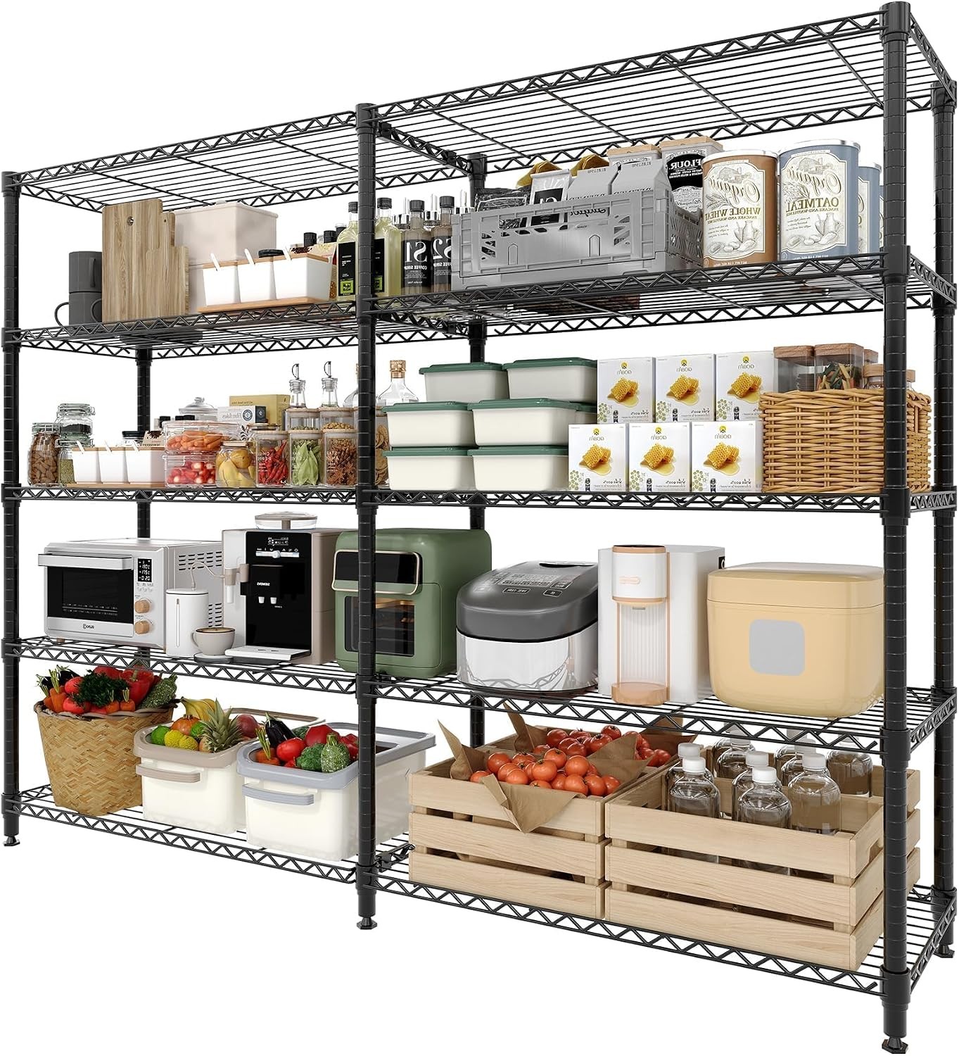 Shelves 5/4-Tier Heavy Duty Rack Shelving Unit Adjustable Metal Garage Storage