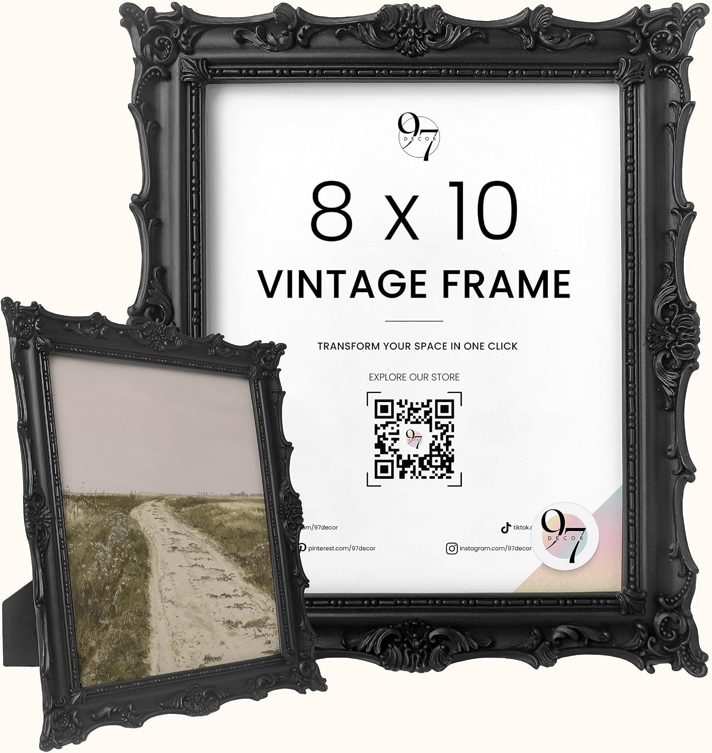 97 Decor Black Vintage Picture Frames 8x10 - Hand-crafted Resin Antique Frame... 97 Decor Black Vintage Picture Frames 8x10 - Hand-crafted Resin Antique Frame...