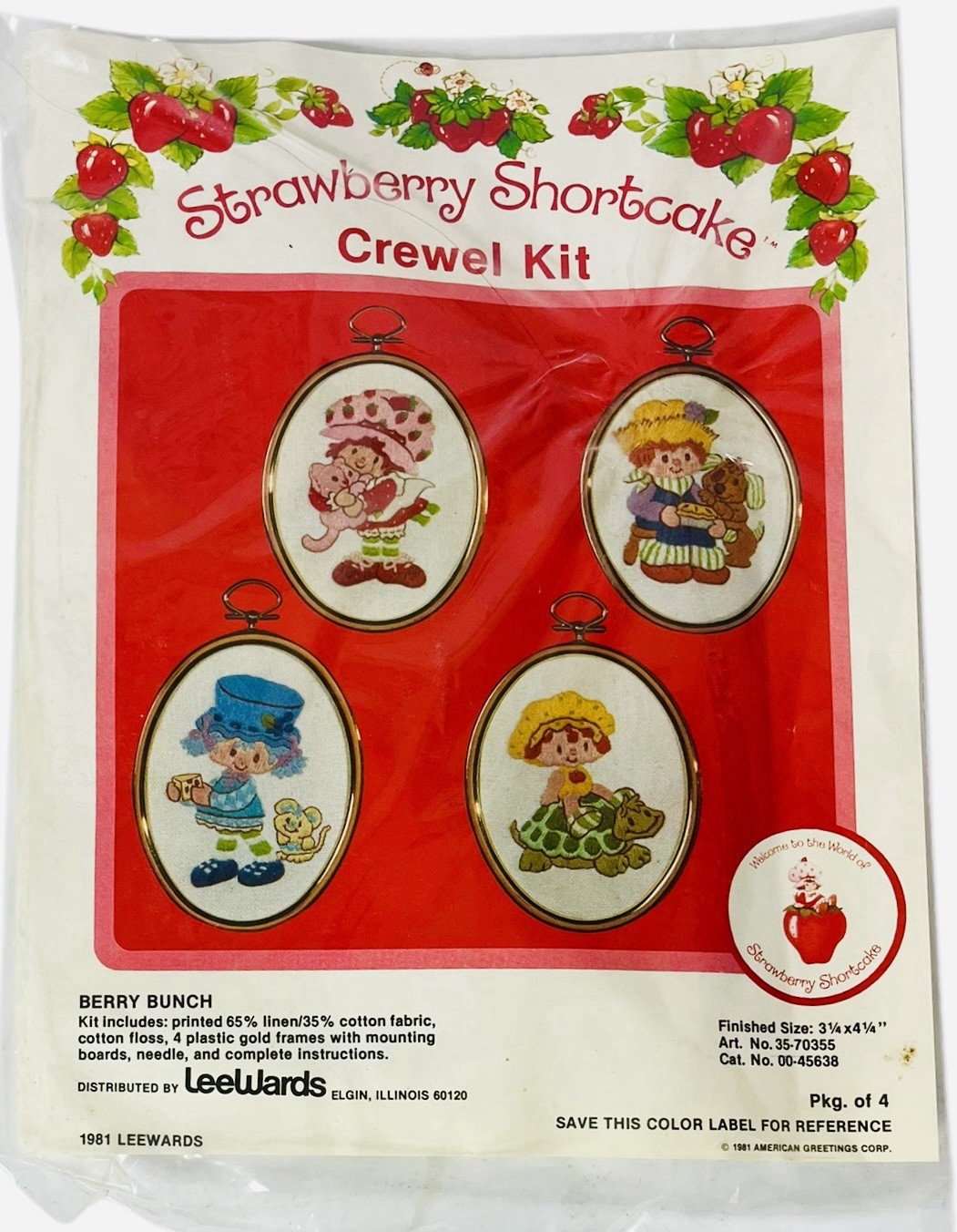 Vintage Strawberry Shortcake And Friends Crewel Embroidery Kit & Frames Rare Vintage Strawberry Shortcake And Friends Crewel Embroidery Kit & Frames Rare