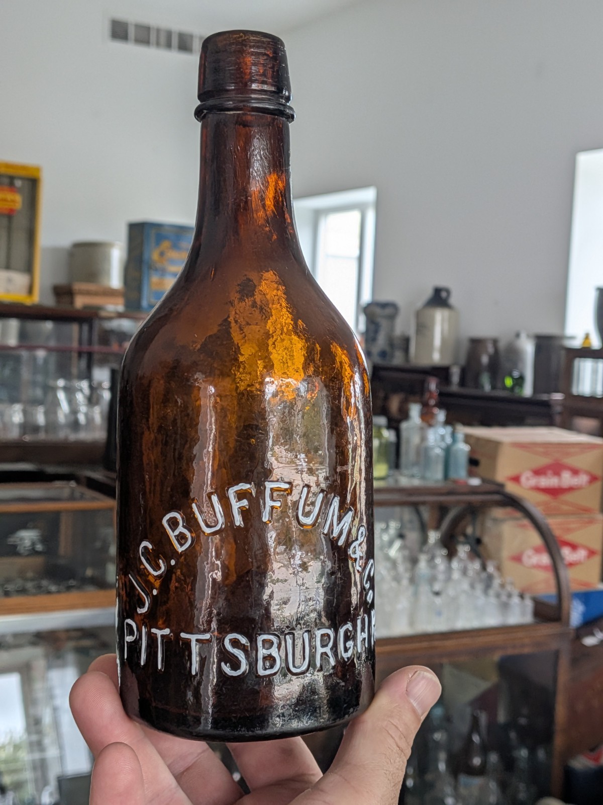 ***RARE*** JC Buffum Squat Quart Amber Ale Blob Top Beer Bottle Mineral Water