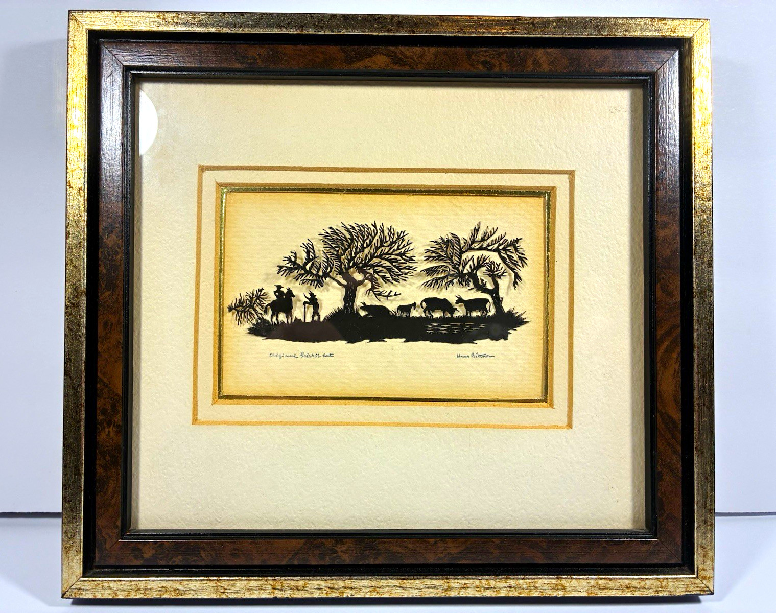 Vintage Signed Hans Bittner Scherenschnitte Original Scissor Cut Art Framed