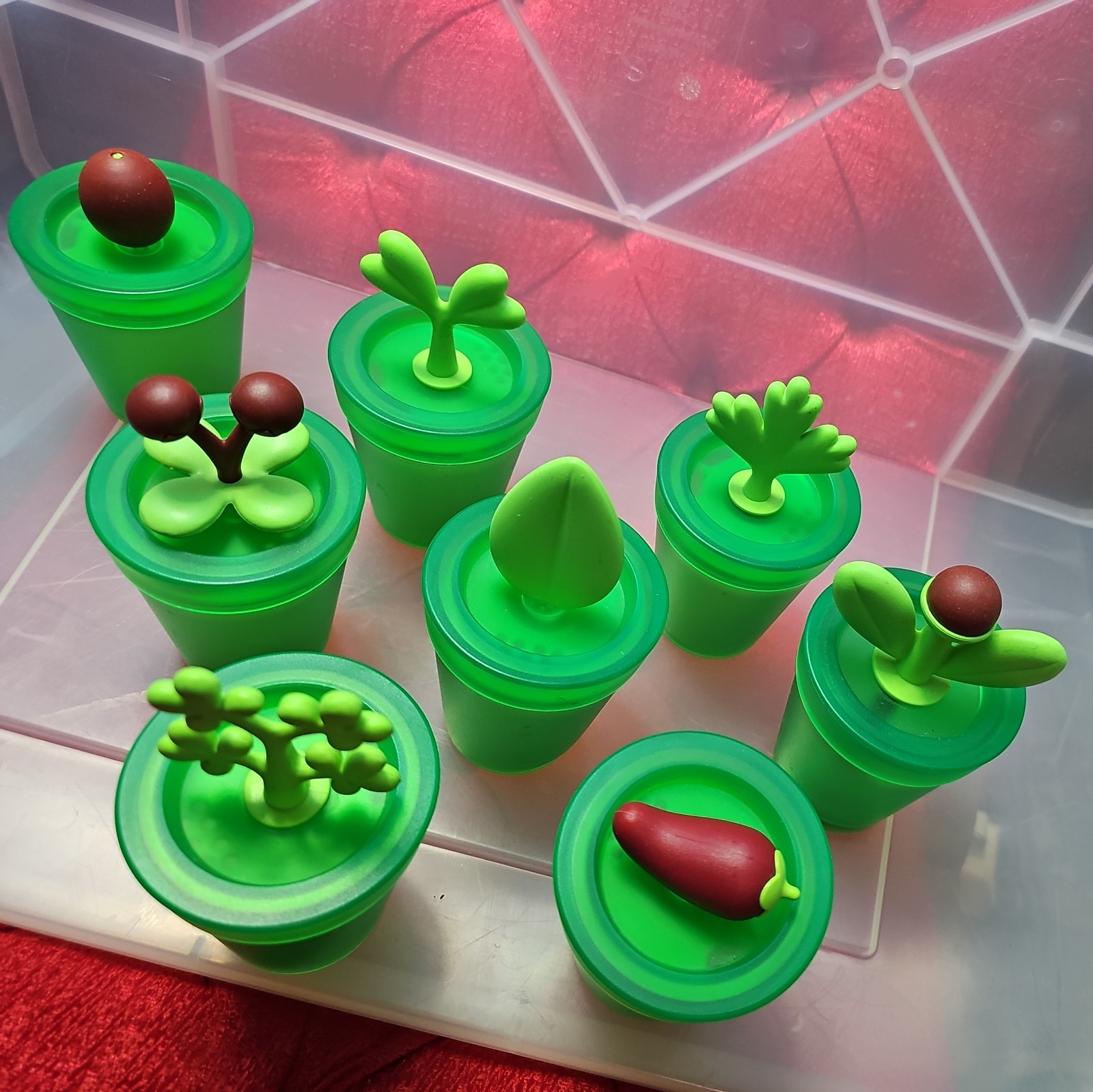 ALESSI Happy Spice Pots + Stand 🌱 🌿 Stefano Giovannoni 1990s green translucent