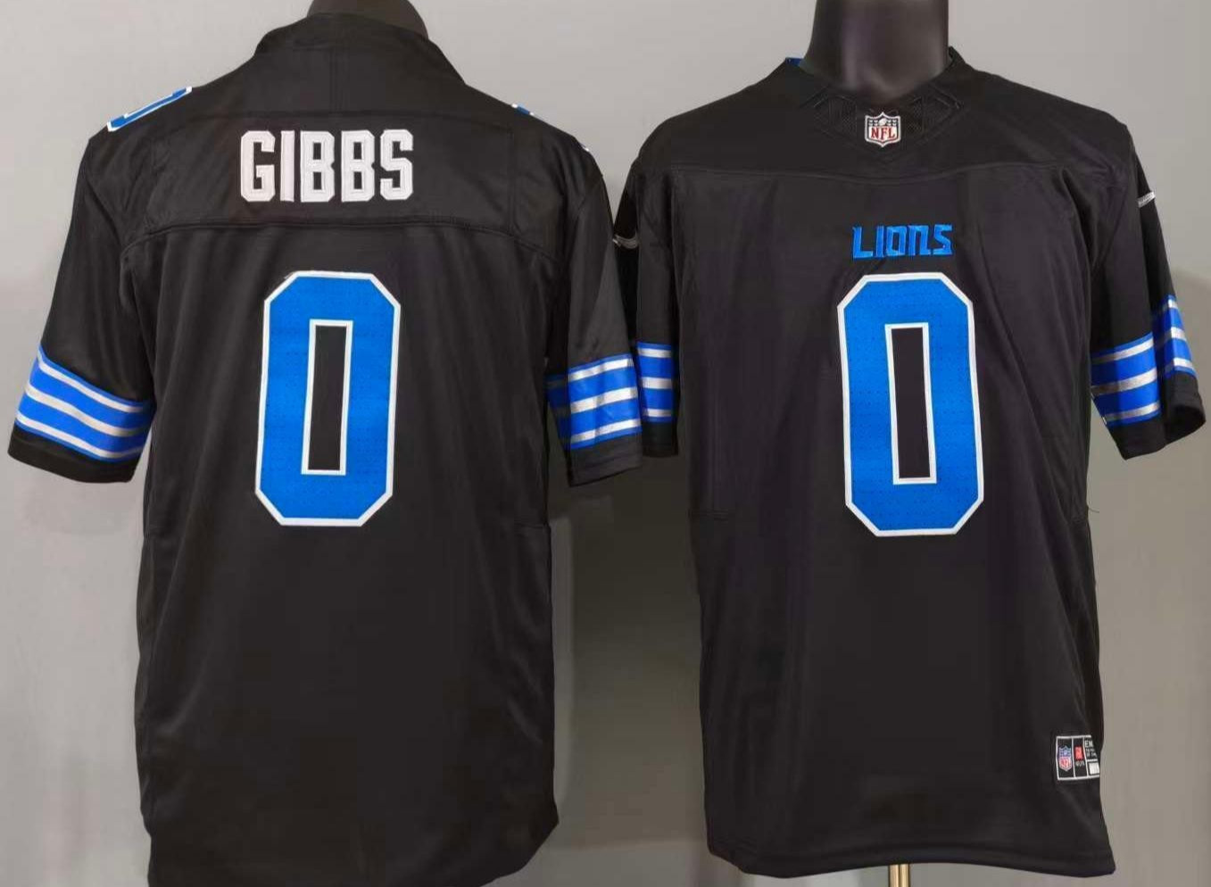 Tariffs​ Free DET Lions F.U.S.E Black Sewn Stitched Jersey.