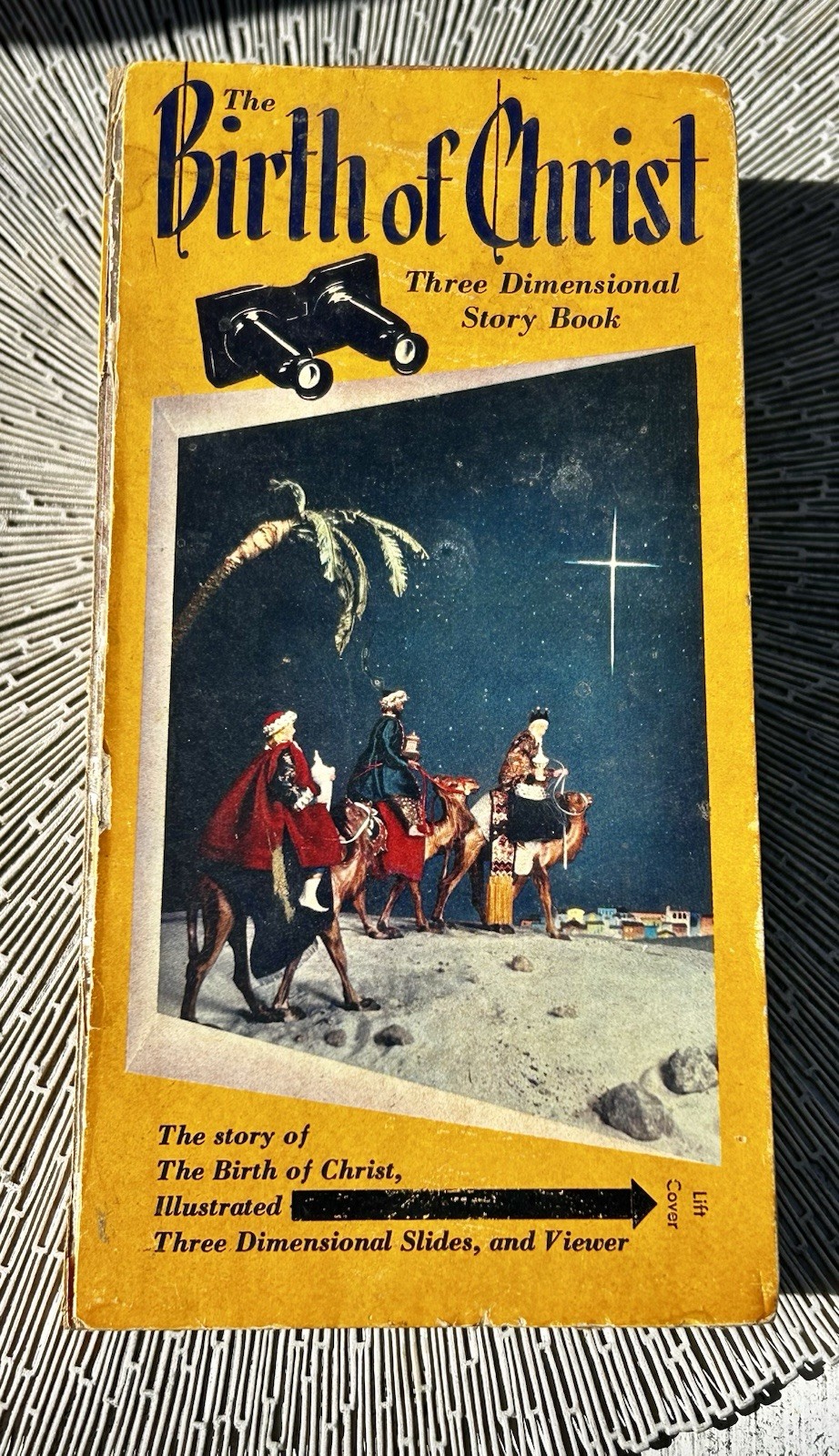 1953 The Birth of Christ 3D Story Book with 3D slides and stereoscopic viewer.