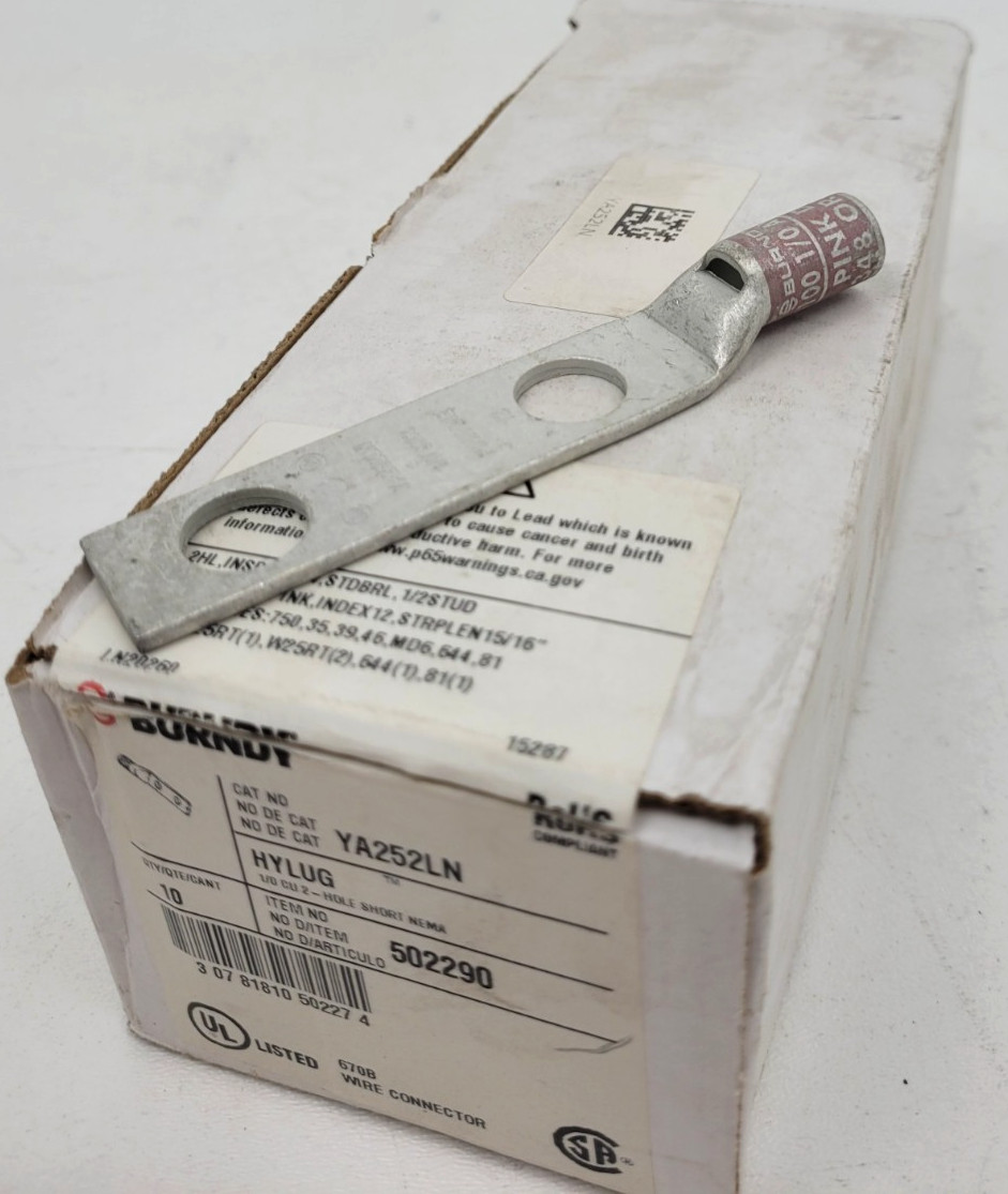Lot of 10 - YA252LN Burndy Compression Lug - Next Day Option - New Lot of 10 - YA252LN Burndy Compression Lug - Next Day Option - New