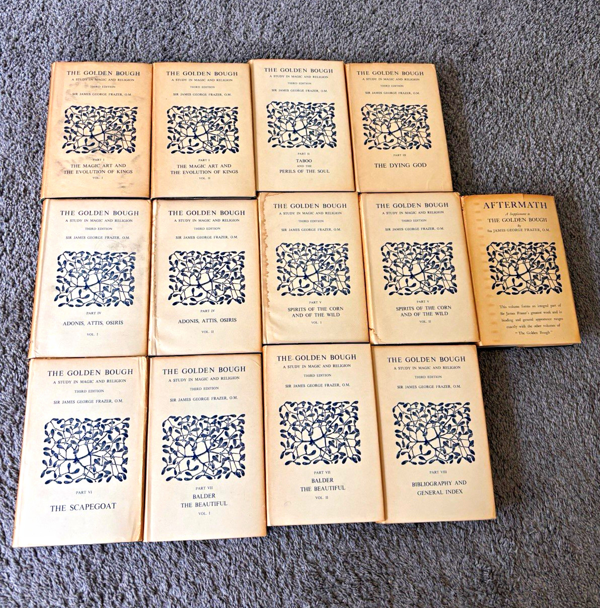 The Golden Bough by Sir James George Frazer 1935 3rd Ed + Aftermath Full Set
