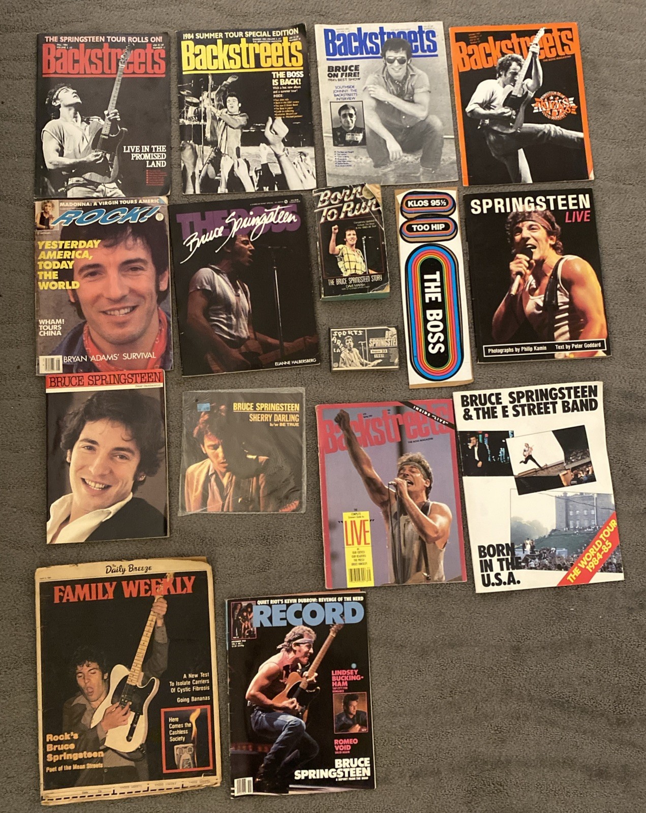 Vintage 1980s Bruce Springsteen Large Lot Rare Memorabilia Tape Magazines Books