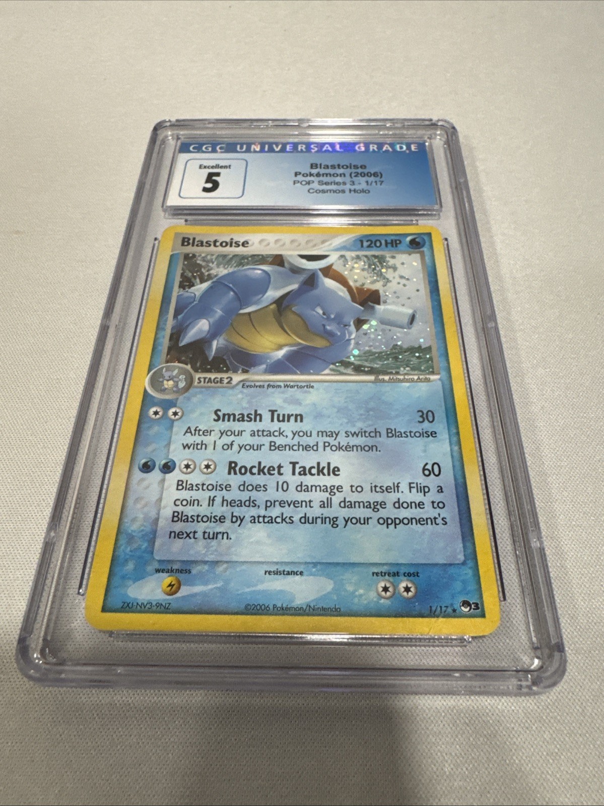 CGC 5 Blastoise 1/17 Cosmos Holo Pop Series 3 Pokemon Card CGC 5 Blastoise 1/17 Cosmos Holo Pop Series 3 Pokemon Card
