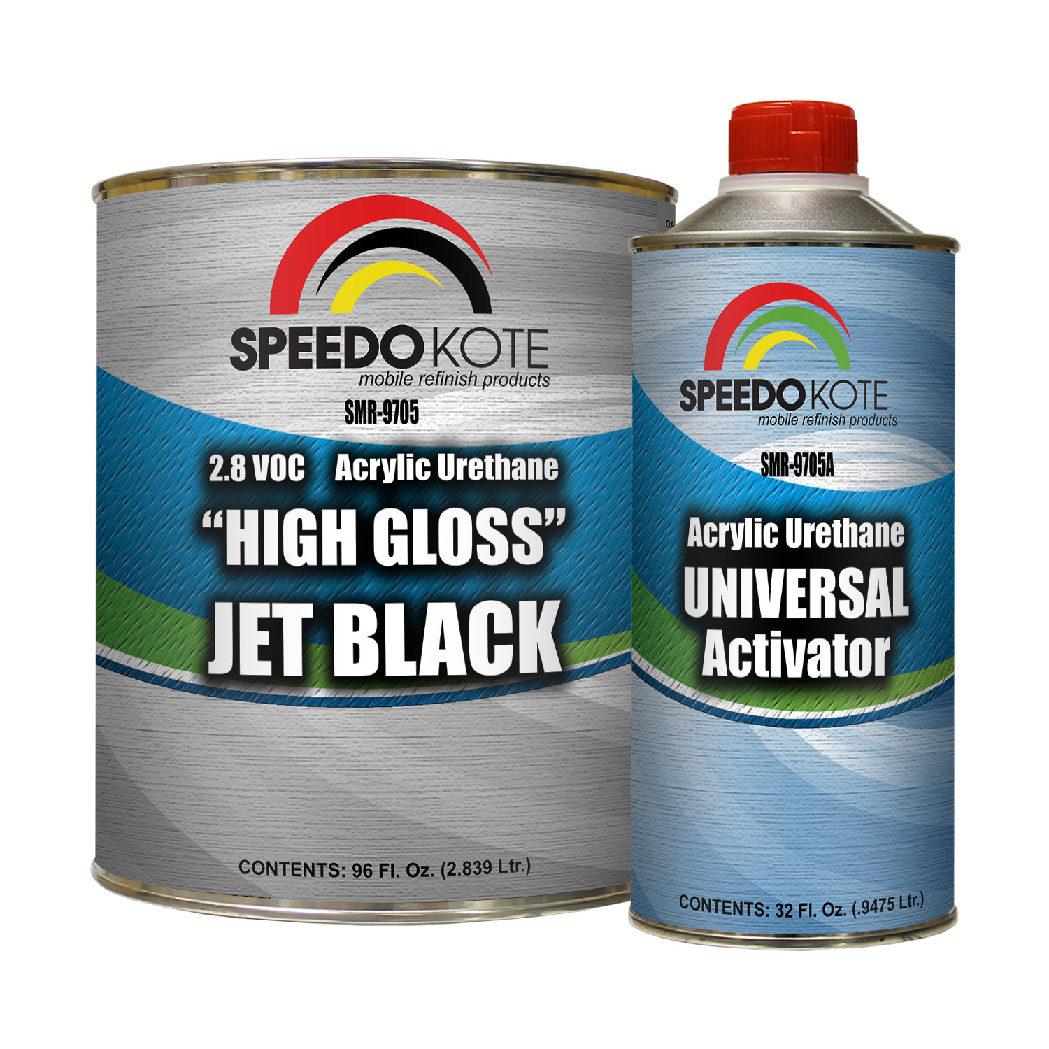 High Gloss Jet Black 2K Acrylic Urethane, 3:1 Gallon Kit w/Activator, SMR-9705-M