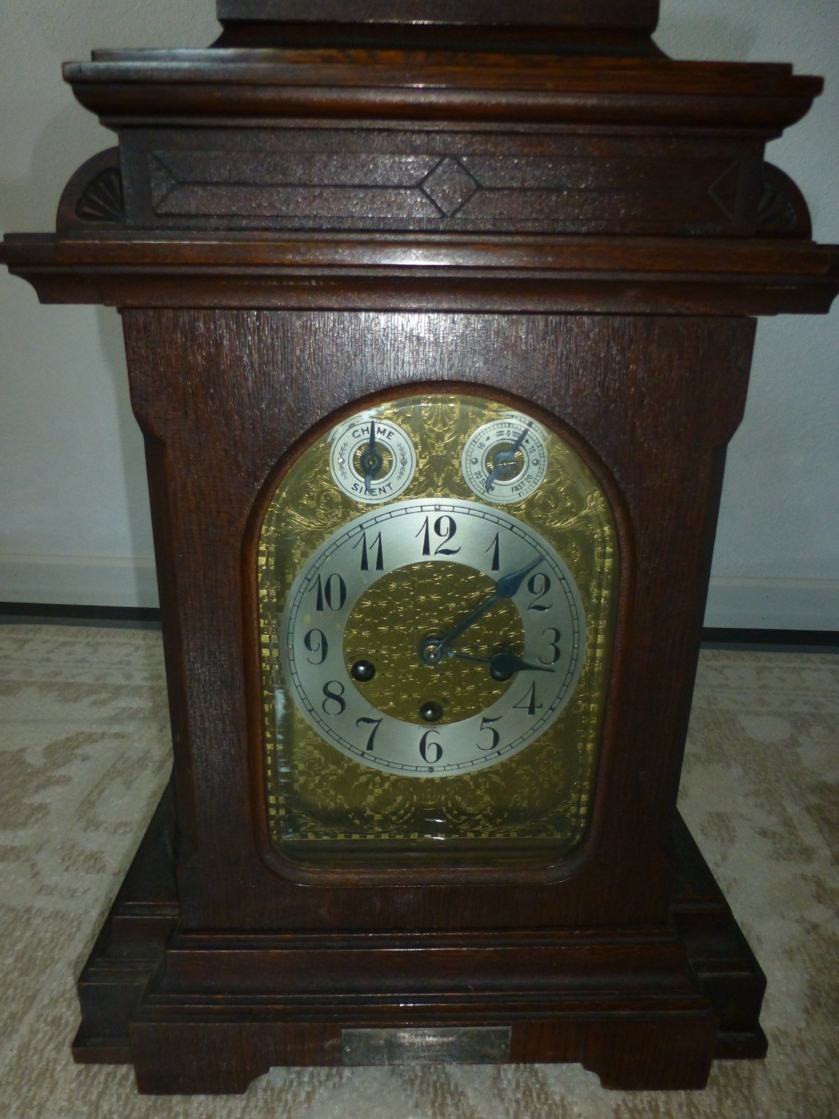 Antique Junghans Germany Mantel Chime Clock A10 Model 8 Day Mahogany