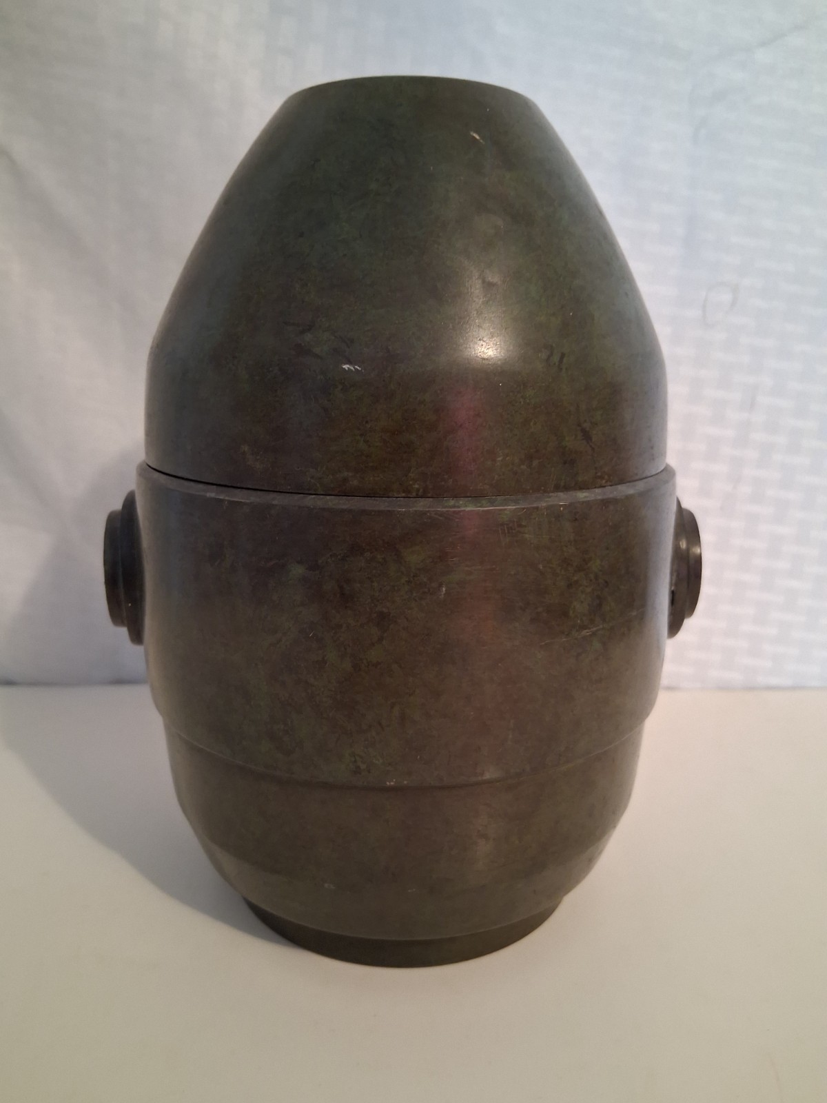 Vintage Japanese Cast Bronze Vase 1957 Showa 32 NKK Commemorative Modernist...