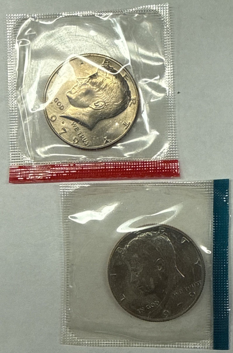 1979 P&D Kennedy Half Dollars from Mint Set in Mint Cello with 