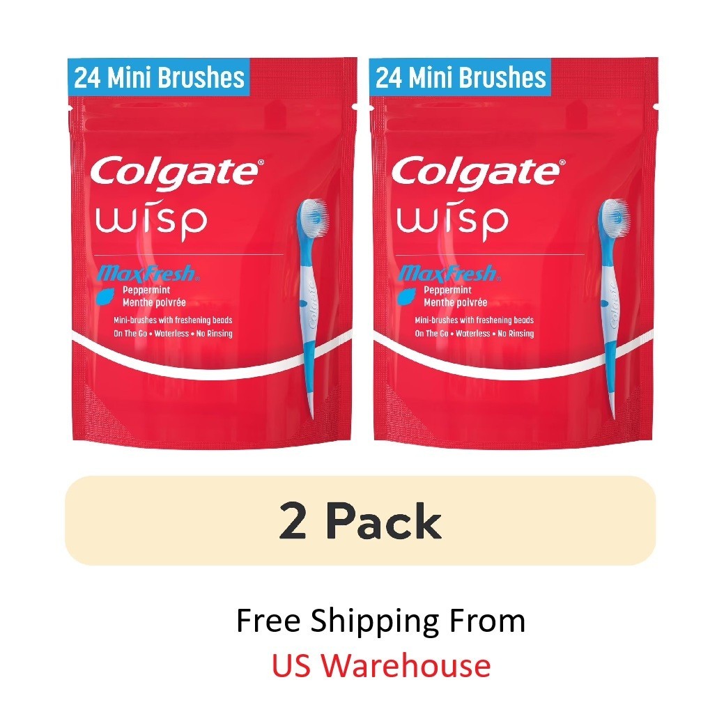 (2 Pack) Colgate Max Fresh Wisp Disposable Mini Toothbrush- Peppermint, 24 Count