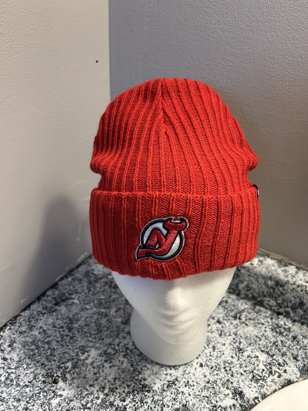 NHL NJ DEVILS 47 BRAND WINTER KNIT CUFFED  BEANIE HAT ONE SIZE