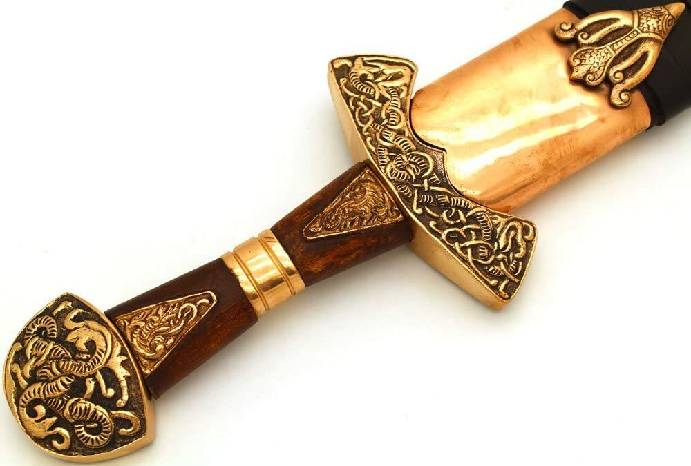 Medieval Warrior 9th Century Full Tang Viking Sword w/Real Copper Features 