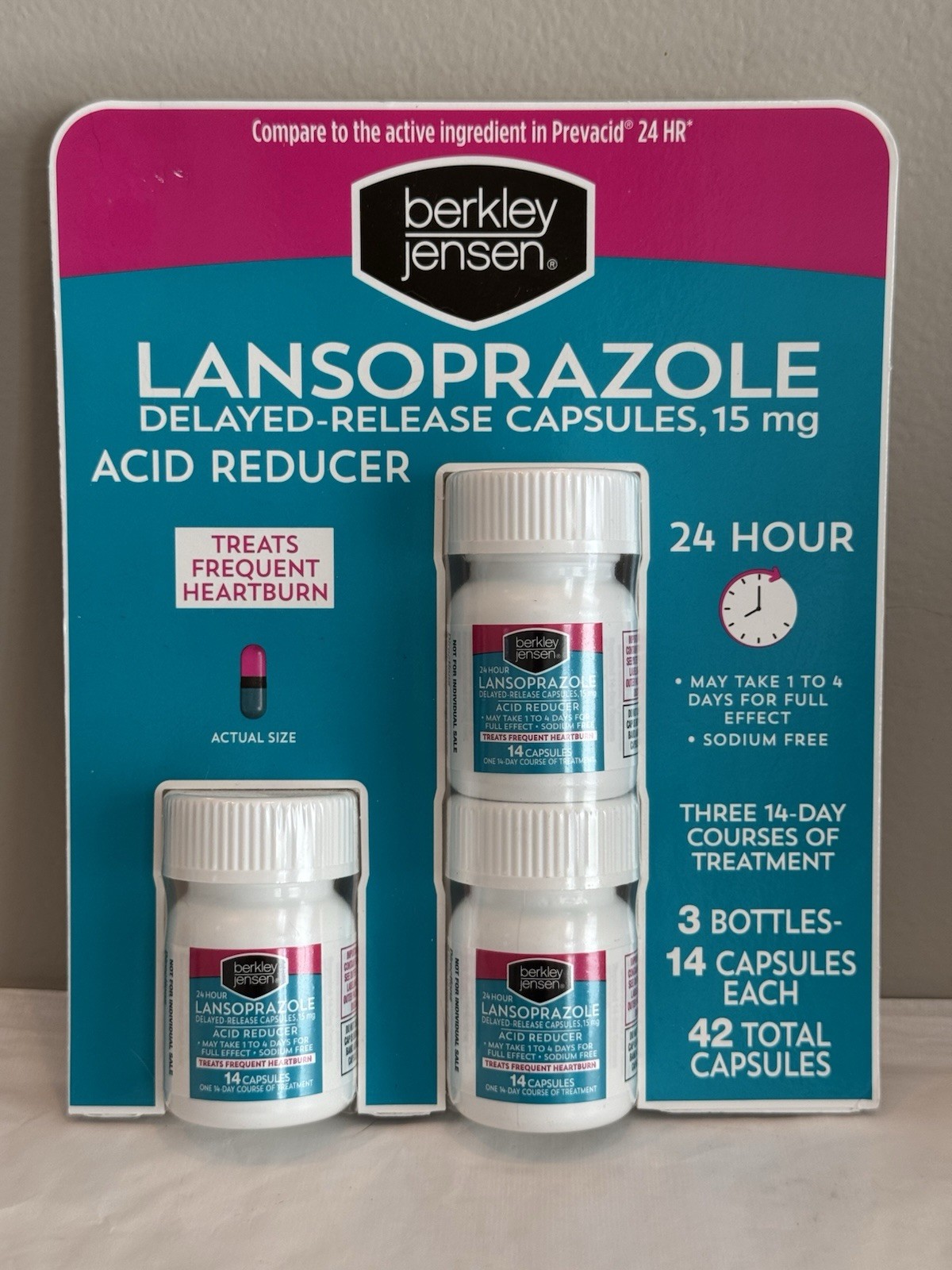 Berkley Jensen Lansoprazole 15 mg Acid Reducer 42 Capsules Berkley Jensen Lansoprazole 15 mg Acid Reducer 42 Capsules