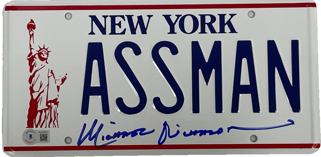 Michael Richards Signed ASSMAN License Plate Seinfeld Autograph Beckett LOA