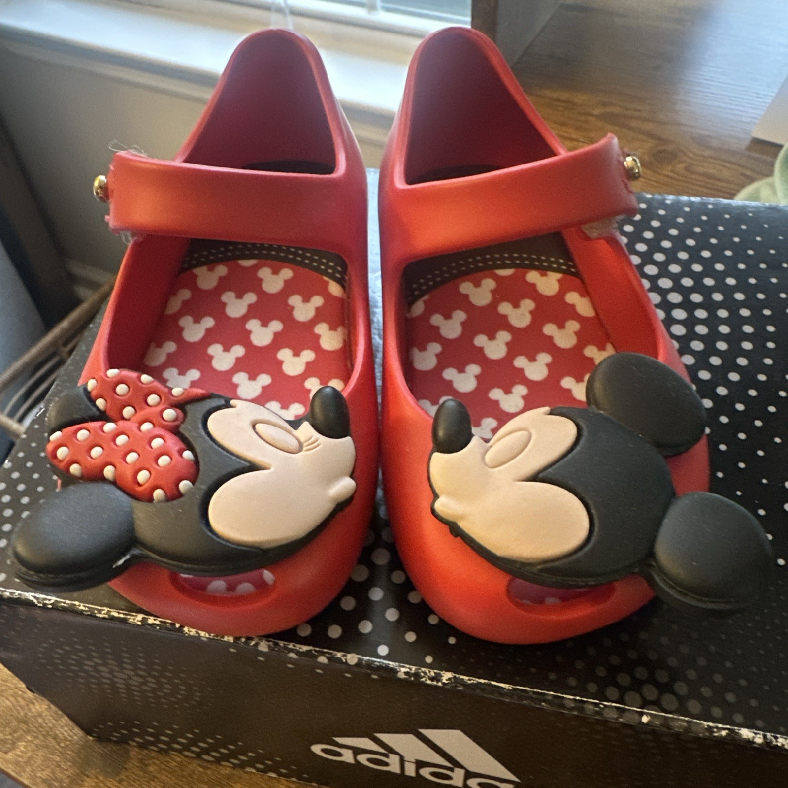 Mini Melissa Ultragirl + Disney BB Red Mary Jane Flats Mickey Minnie US 5 NWOT