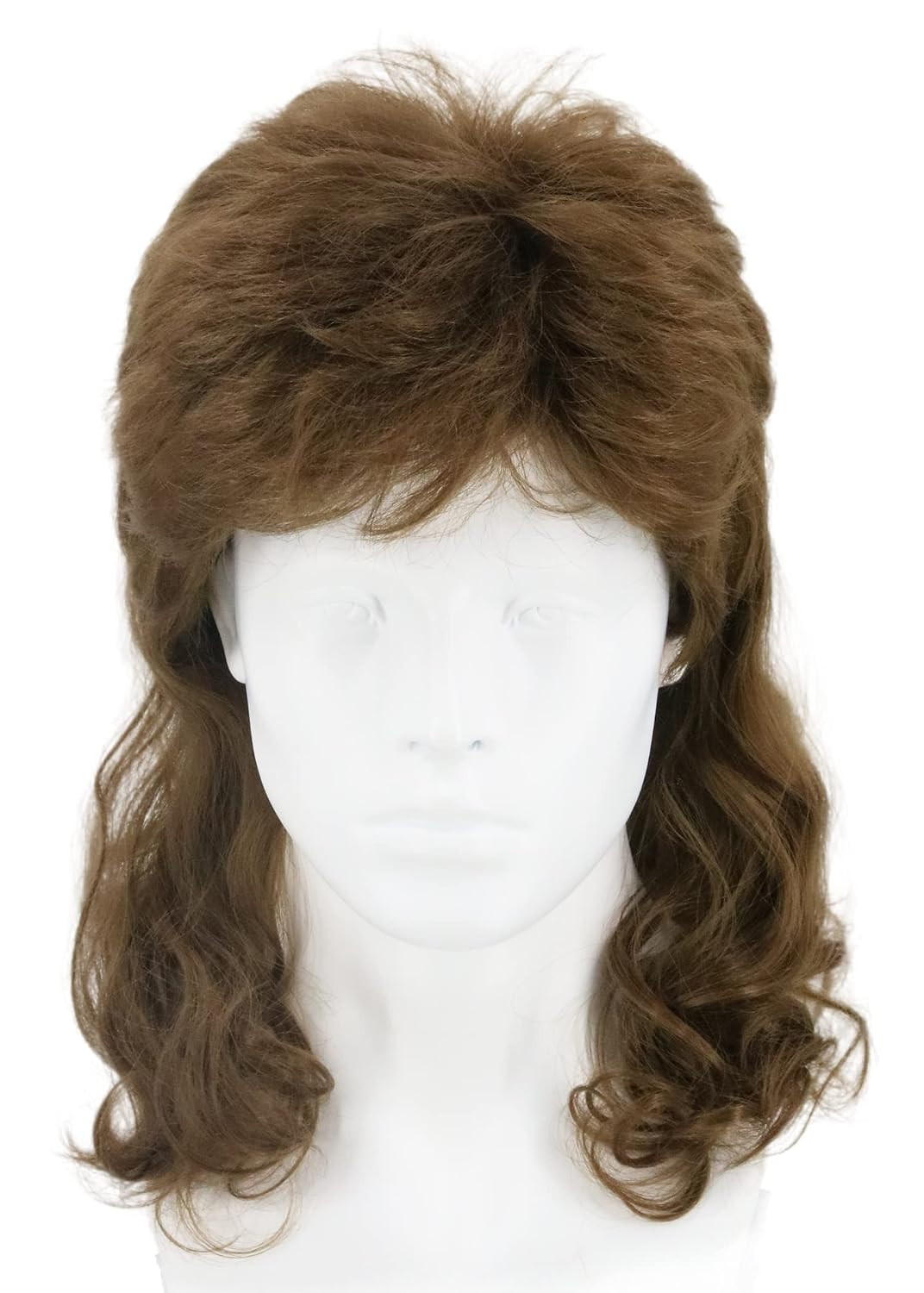 Men\'S Wigs 70S 80S Rock Wig Brown Wavy Mullet for Men Brown/10A Men\'S Wigs 70S 80S Rock Wig Brown Wavy Mullet for Men Brown/10A
