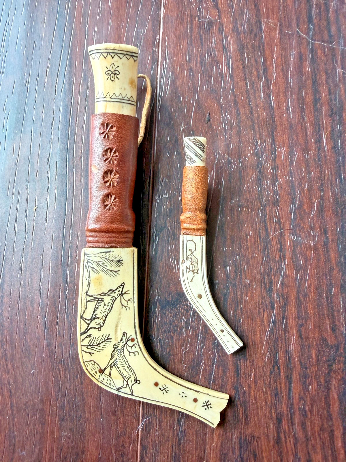Wonderful Pair of Vintage  Scandinavian/Sami -Style Puukko Knives