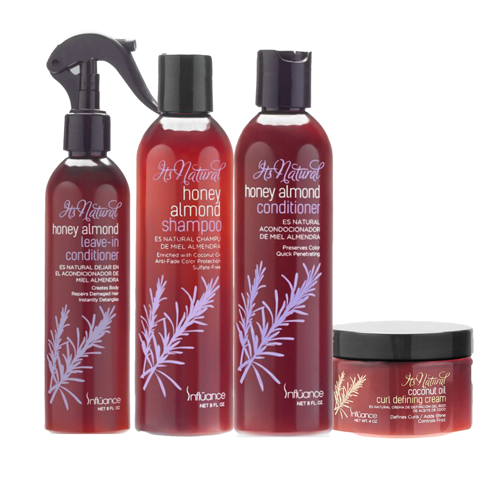 Influance Oh So Curly Honey Almond Shampoo Conditioner Leave-In Defining Cream Influance Oh So Curly Honey Almond Shampoo Conditioner Leave-In Defining Cream