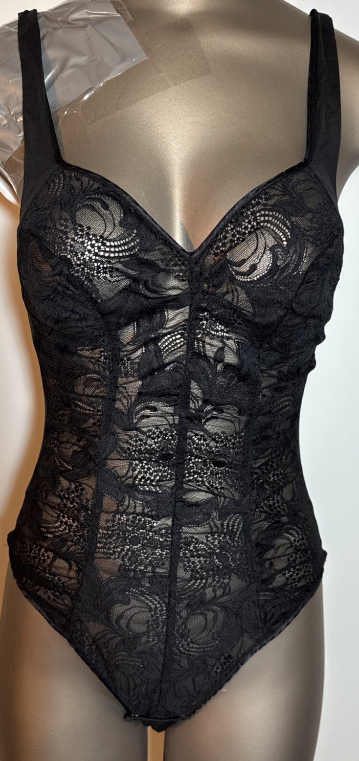 Vintage La Perla Lace Tricot Nylon Teddie Body Suit M Medium Boudoir Teddy Italy