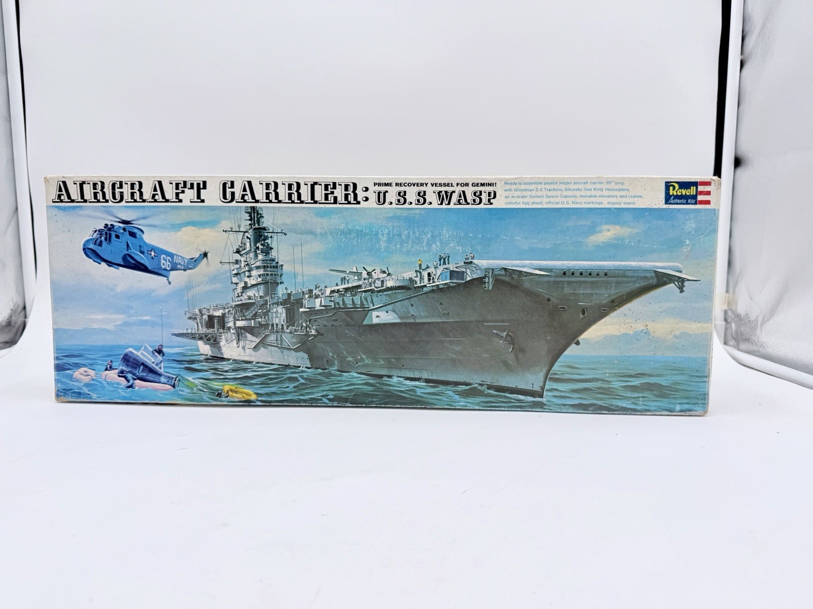 Vintage Revell USS Wasp Aircraft Carrier Model Kit H-375 1/540 Gemini Recovery S