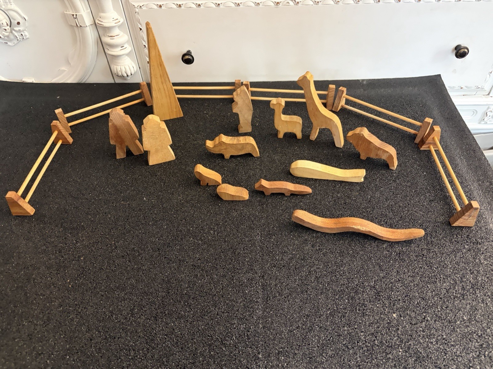 expansion variant Vintage Handcrafted Amish Wooden Zoo Safari - 19pc
