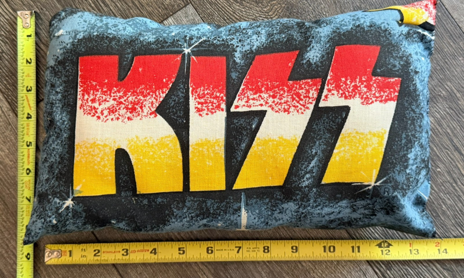 KISS Pillow 12x8x2 Kiss Bedspread Material Vintage Kiss Memorabilia Aucoin Era KISS Pillow 12x8x2 Kiss Bedspread Material Vintage Kiss Memorabilia Aucoin Era