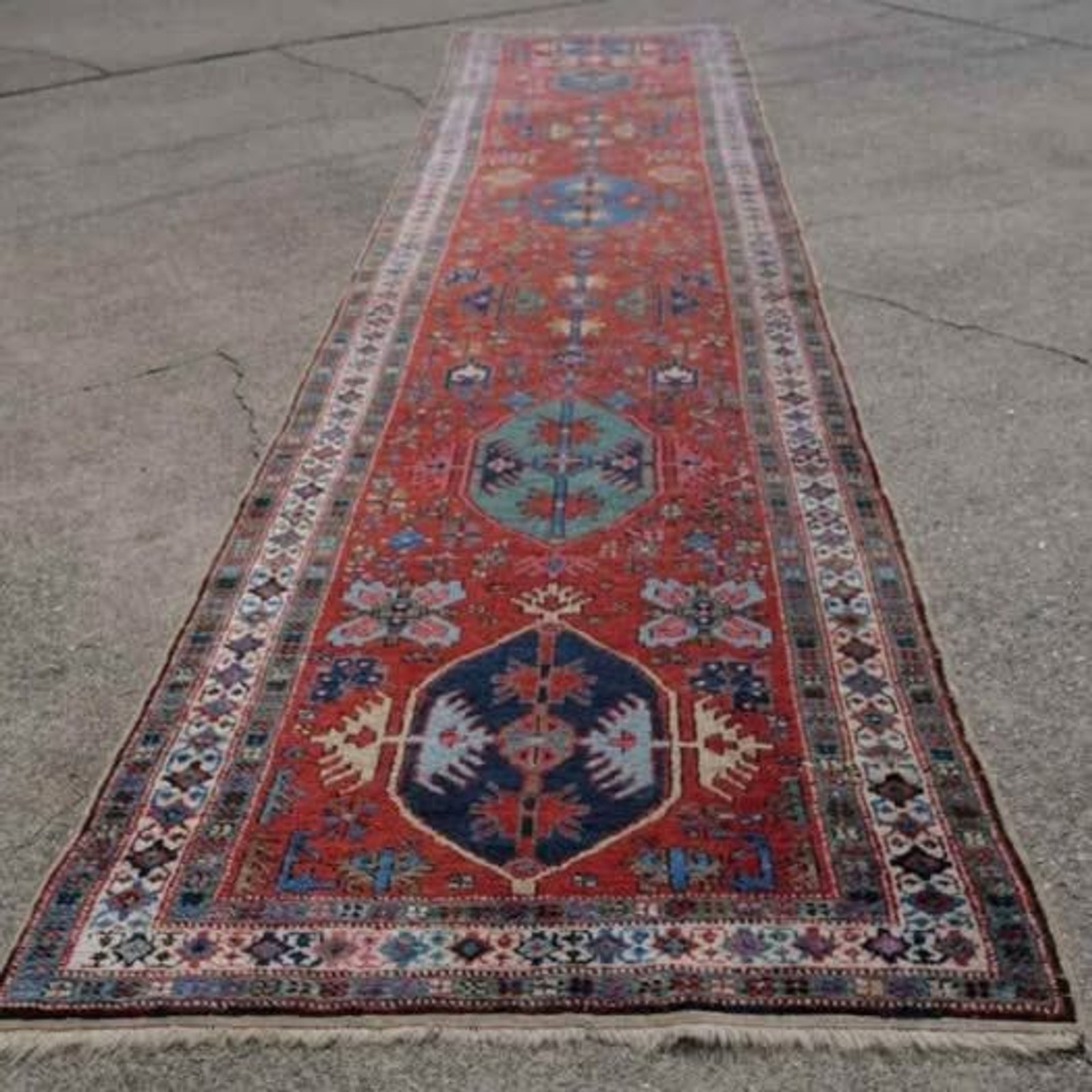 3’2 x 14’ Vintage Caucasian Handknotted Wool Runner 3’2 x 14’ Vintage Caucasian Handknotted Wool Runner