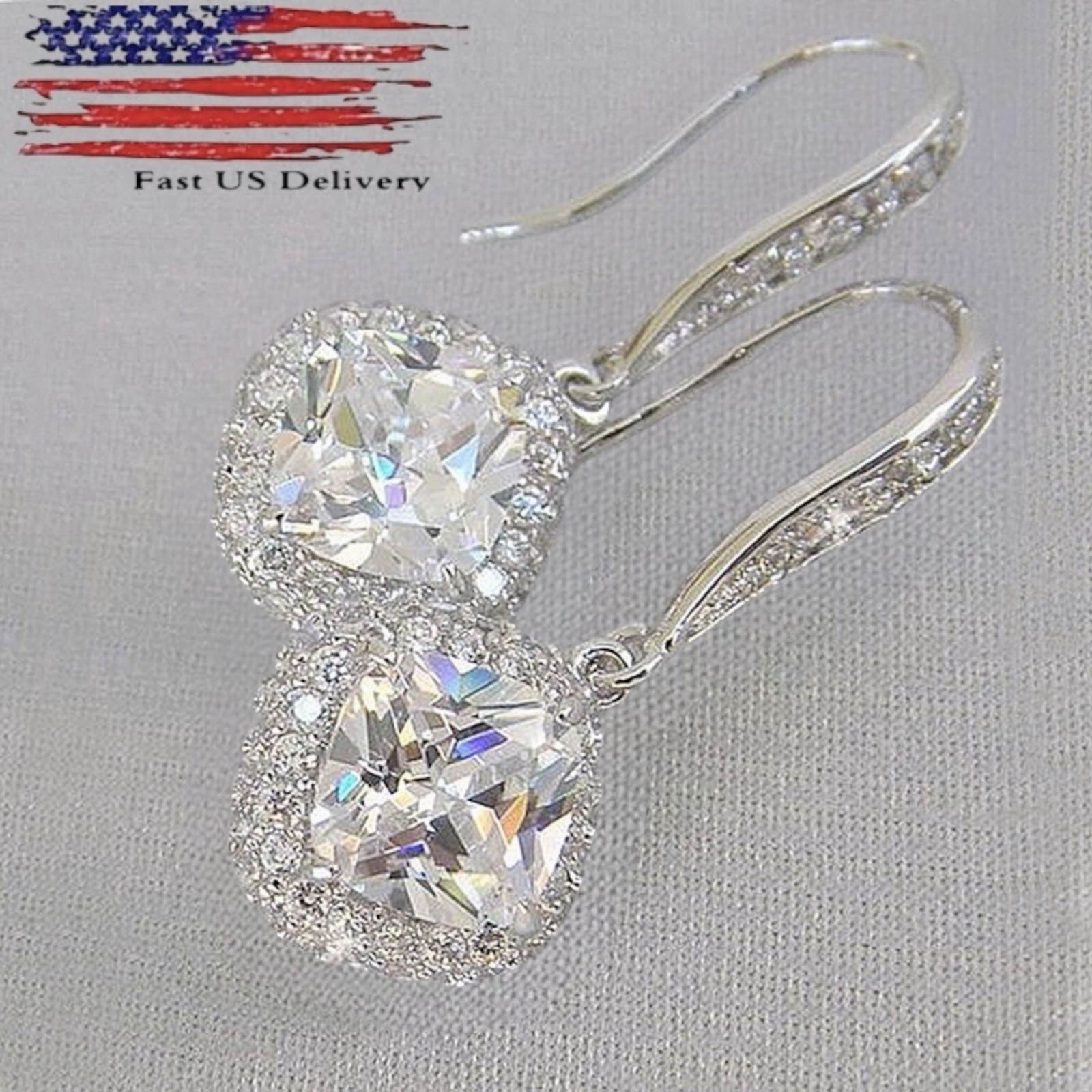 Elegant 925 Silver plated Drop Earrings Women Cubic Zirconia Jewelry A68
