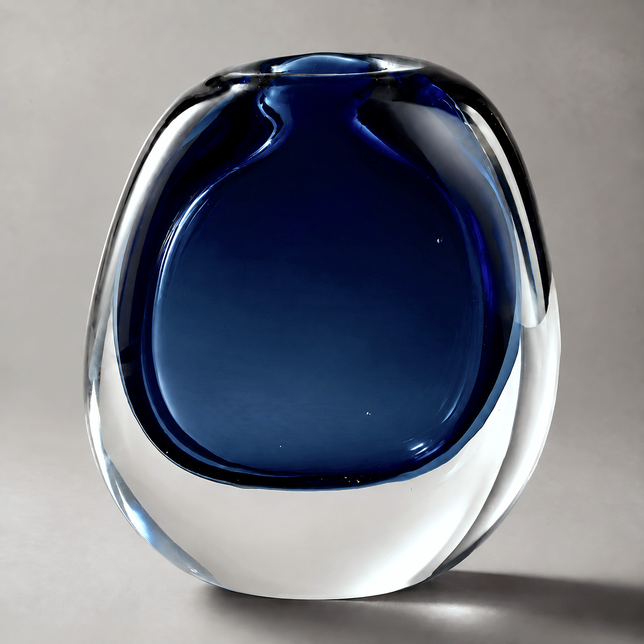 New Flavio Poli Style Sommerso Art Glass Vase in Cobalt Blue 8