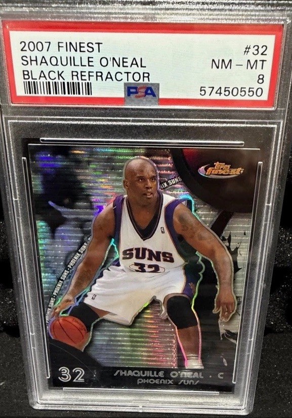 Topps 2007-08 Finest Shaquille O\'Neal Black Refractor /75 #32 PSA 8 Suns