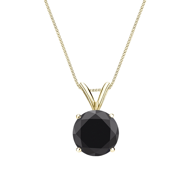 0.25 - 2.00 ctw Certified Black Diamond Solitaire Pendant in 14k Gold