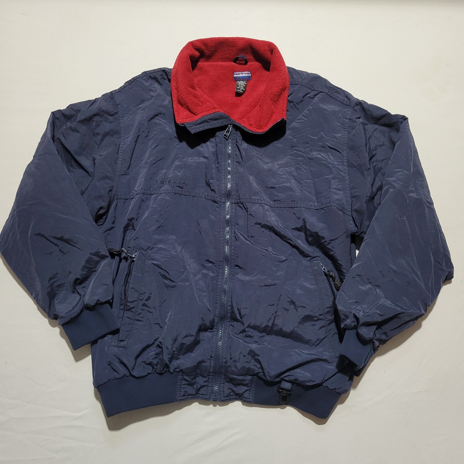 Vintage White Sierra Jacket Men\'s XL Blue Red Fleece Lined Full Zip
