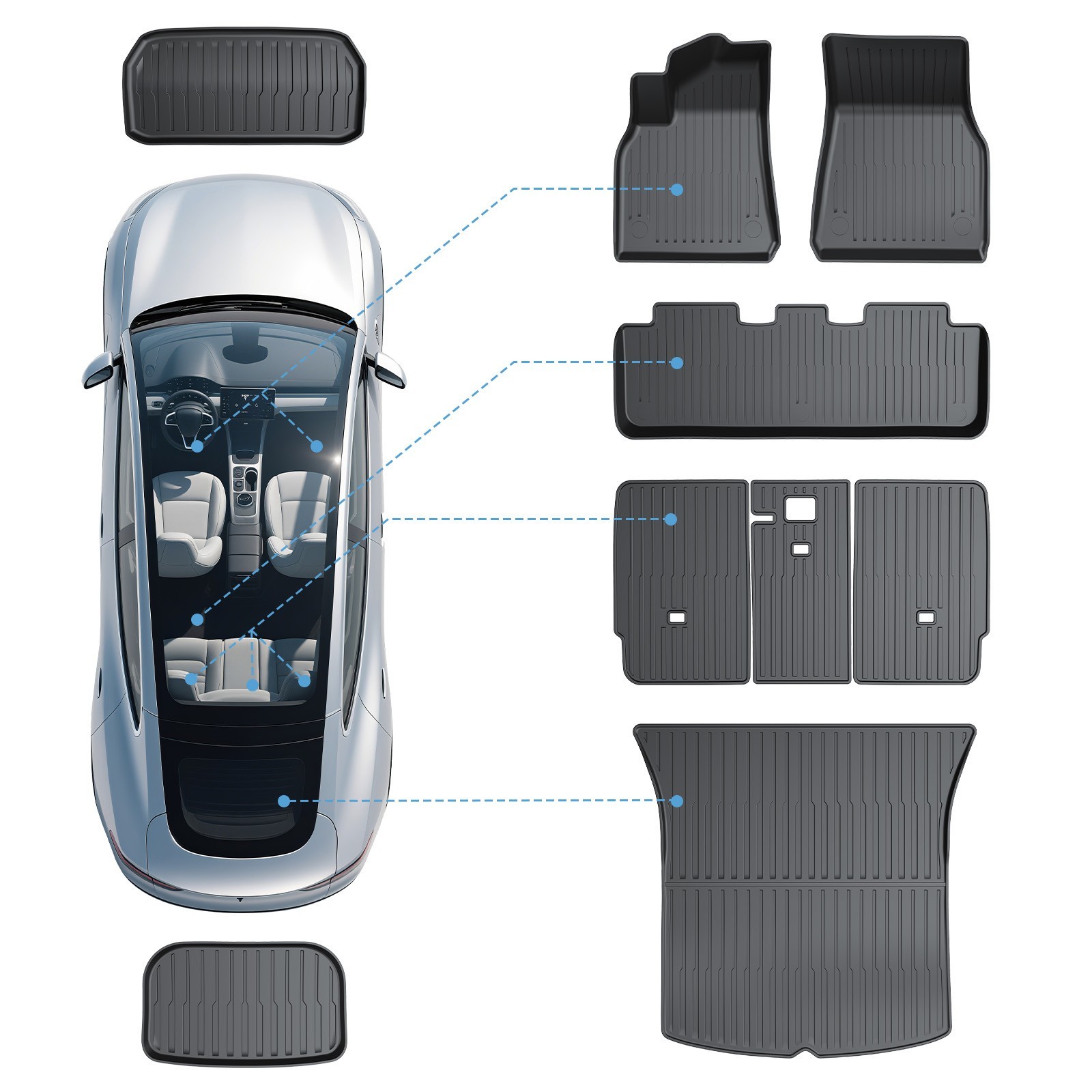 COMAUTO Floor Mats 9PCS for Tesla Model Y 2020-2025 (Not Fit for Juniper/7Seat)