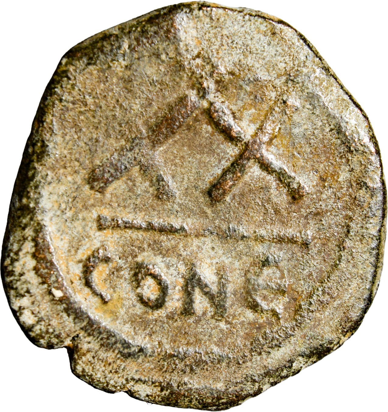 TIBERIUS II CONSTANTINE (578-582 AD). Constantinople. AE Half Follis Scarce TIBERIUS II CONSTANTINE (578-582 AD). Constantinople. AE Half Follis Scarce