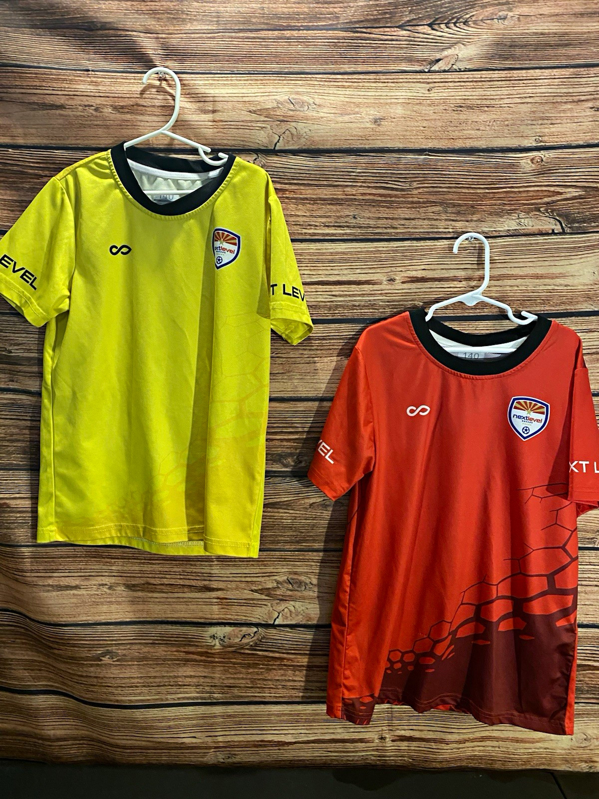 Next Level Short Sleeve Soccer Jersey Yellow/Red Polyester Size 140 medium
