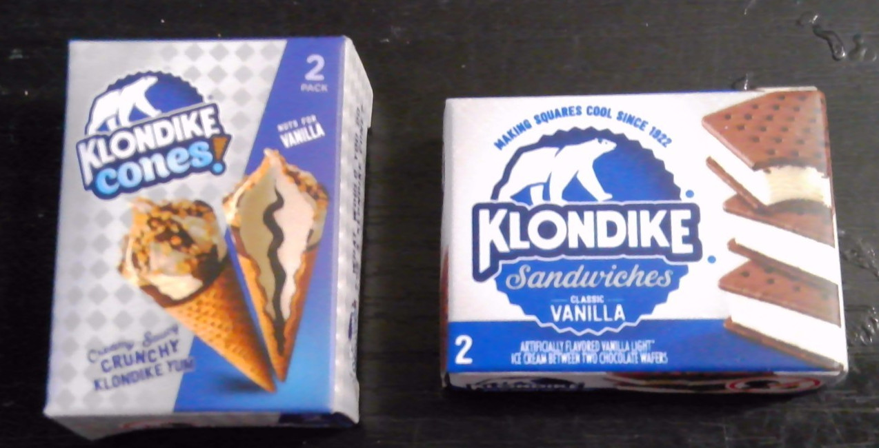 2 NEW Miniverse REAL BRANDS mini food KLONDIKE ICE CREAM SANDWICHES & KING CONES