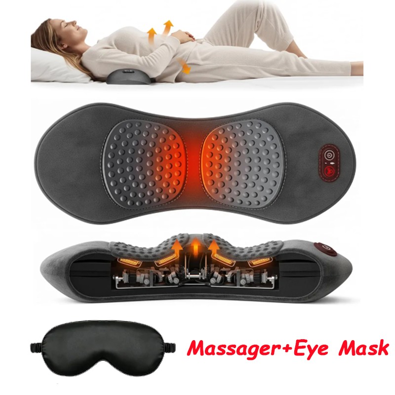 US 3In1 Electric Lumbar Support Pillow Smooth Spine Triple Fusion Back Massager