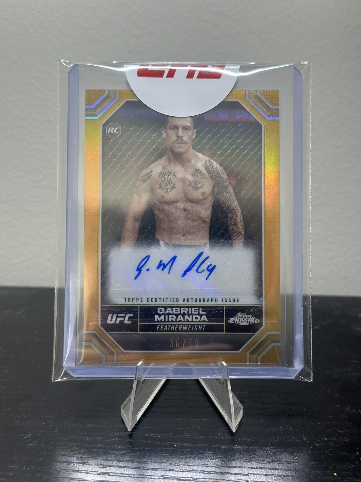 2024 UFC - Chrome Rookie Auto Gabriel Miranda Gold Refractor /50 (AU, RC) Sealed