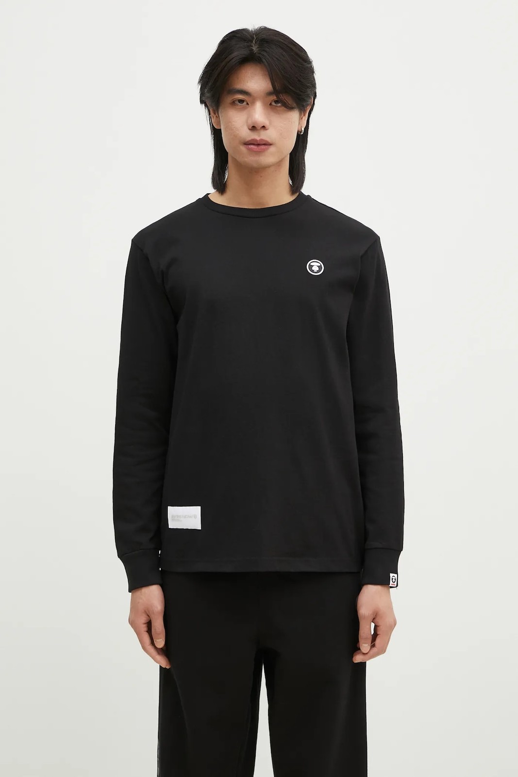 NWT New Aape MOONFACE PATCH Black LONG-SLEEVE TEE Shirt Authentic Medium M