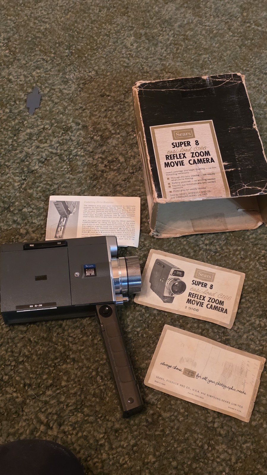 Vintage SEARS SUPER 8 Reflex Zoom Movie Camera Easi-Load C166 W/ ORIGINAL Box Vintage SEARS SUPER 8 Reflex Zoom Movie Camera Easi-Load C166 W/ ORIGINAL Box